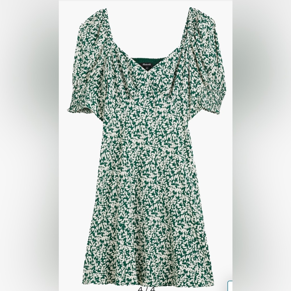 Madewell Green and White Floral Mini Dress